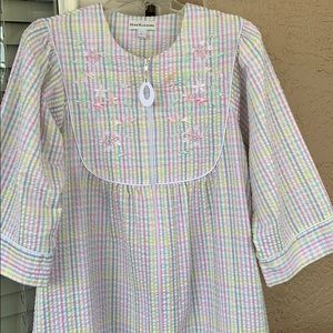 Miss Elaine Seer Sucker Long Robe